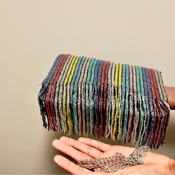 PreLoved (Pristine Condition) Sole/Society purse with multicoloured fringes - Picture 4 of 5